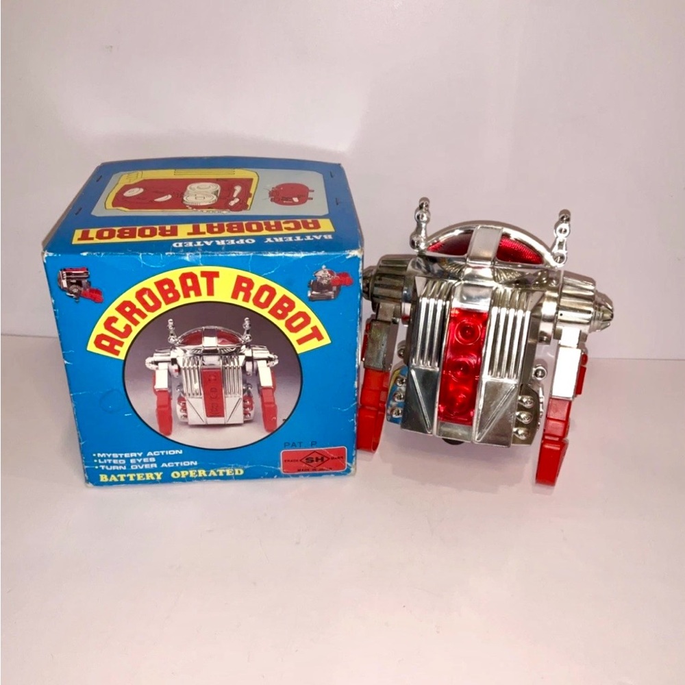 Vintage SH Acrobatic Robot Battery Operated w/ Box Made in Japan 1970s Toy
